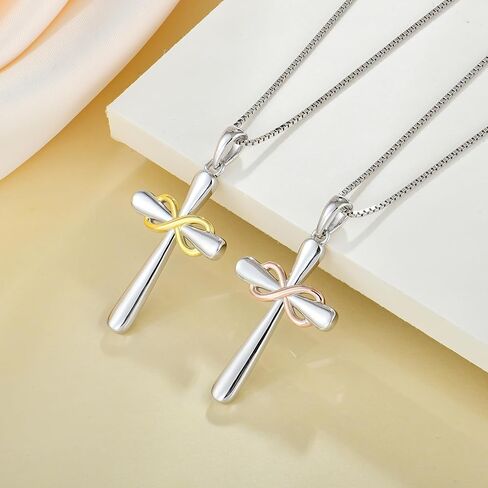 YL Cross Necklace 925 Sterling Silver Ankh Crucifix Pendant Infinity Criss Jewelry for Women in Saudi Arabia