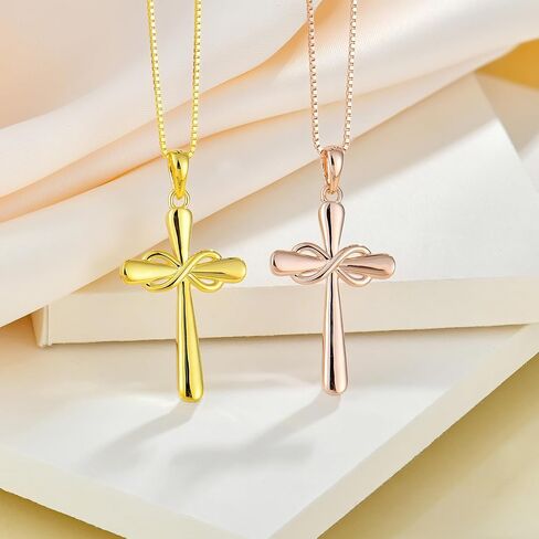 YL Cross Necklace 925 Sterling Silver Ankh Crucifix Pendant Infinity Criss Jewelry for Women in Saudi Arabia