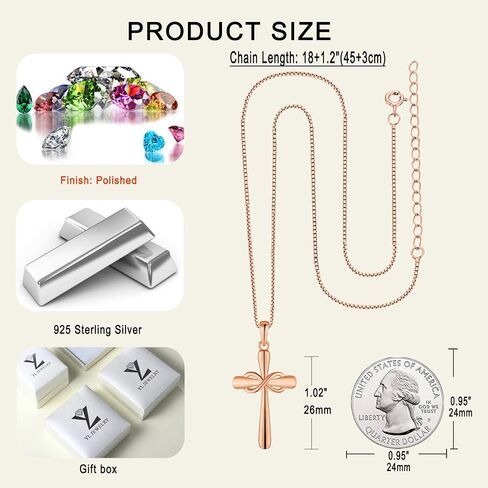 YL Cross Necklace 925 Sterling Silver Ankh Crucifix Pendant Infinity Criss Jewelry for Women in Saudi Arabia