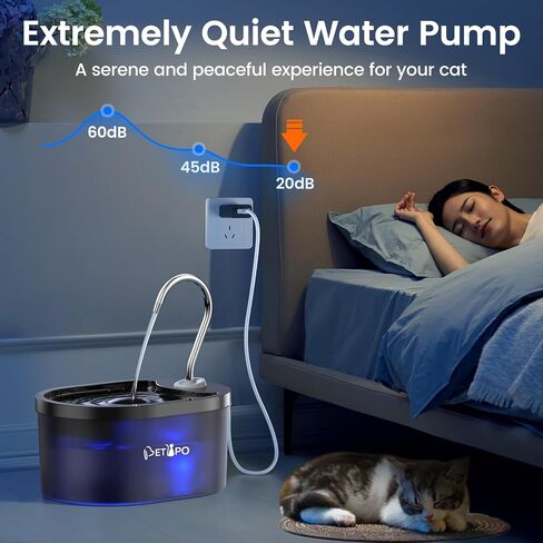 نافورة مياه للقطط، 3 لتر/100 أوقية، نوافير مياه هادئة للحيوانات الأليفة للقطط في الأماكن المغلقة، تنبيه لمستوى المياه، نوافير للقطط للشرب، وعاء ماء للكلاب مع فلتر، حيوانات أليفة متعددة، خالية من مادة BPA، سهلة التنظيف باللون الأزرق in Kuwait