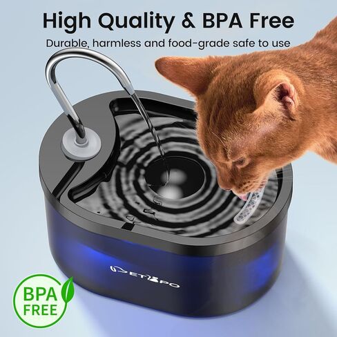 نافورة مياه للقطط، 3 لتر/100 أوقية، نوافير مياه هادئة للحيوانات الأليفة للقطط في الأماكن المغلقة، تنبيه لمستوى المياه، نوافير للقطط للشرب، وعاء ماء للكلاب مع فلتر، حيوانات أليفة متعددة، خالية من مادة BPA، سهلة التنظيف باللون الأزرق in Kuwait