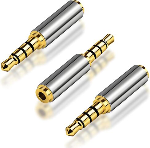 2.5mm Male to 3.5mm Female Adapter 2 Pack Gold Plated Jack Stereo Full Metal Connector Converter for Smartphones, Headphone, Mic, Tablets (1 Pair) in Kuwait
