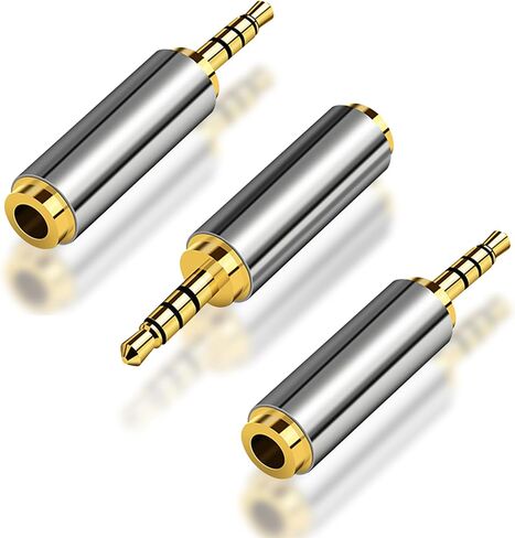 2.5mm Male to 3.5mm Female Adapter 2 Pack Gold Plated Jack Stereo Full Metal Connector Converter for Smartphones, Headphone, Mic, Tablets (1 Pair) in Kuwait