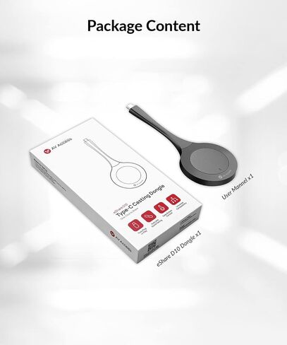 v AV Access AV Access Wireless USB-C Dongle for eShare W50 Screen Cast Mirroring Dongle مع اتصال لاسلكي، تحكم سهل في الأزرار، توافق عالمي لغرفة الاجتماعات الصغيرة أو الجماعية in Kuwait