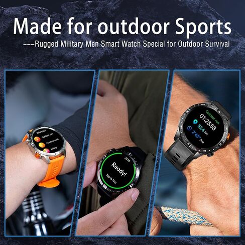 Military Smart Watch for Men, 1.43" HD Bluetooth Fitness Tracker for iPhone Android iOS , IP67 Waterproof Fitness Watch with Answer, Make Call, Heart Rate, Sleep Monitor, 100+ Sport Modes 57Gold in Saudi Arabia