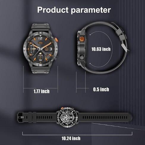 Military Smart Watch for Men, 1.43" HD Bluetooth Fitness Tracker for iPhone Android iOS , IP67 Waterproof Fitness Watch with Answer, Make Call, Heart Rate, Sleep Monitor, 100+ Sport Modes 57Gold in Saudi Arabia