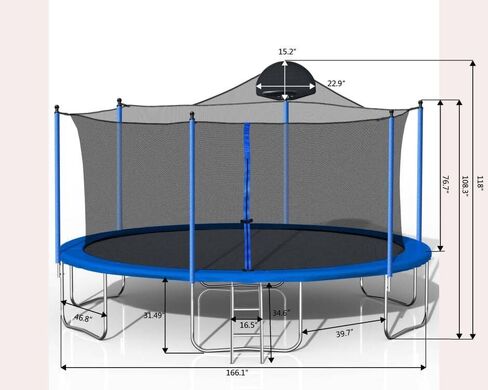 Morhome 14ft Recreational Trampolines with Enclosure Net Safety Pad, Ladder, Jumping Mat, Outdoor Backyard Trampolines for Kids in Saudi Arabia