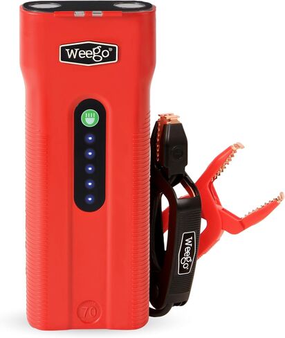 Weego 44S، 2100 Peak Amp / 440 Cranking Amp Jump Pack لمحركات الغاز 7 لتر ومحركات الديزل 3.5 لتر، مشغل قفز السيارة المحمول 12 فولت، كابلات توصيل حاصلة على براءة اختراع مع حزمة بطارية، برتقالي (N44S) in Saudi Arabia