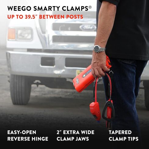 Weego 44S، 2100 Peak Amp / 440 Cranking Amp Jump Pack لمحركات الغاز 7 لتر ومحركات الديزل 3.5 لتر، مشغل قفز السيارة المحمول 12 فولت، كابلات توصيل حاصلة على براءة اختراع مع حزمة بطارية، برتقالي (N44S) in Saudi Arabia