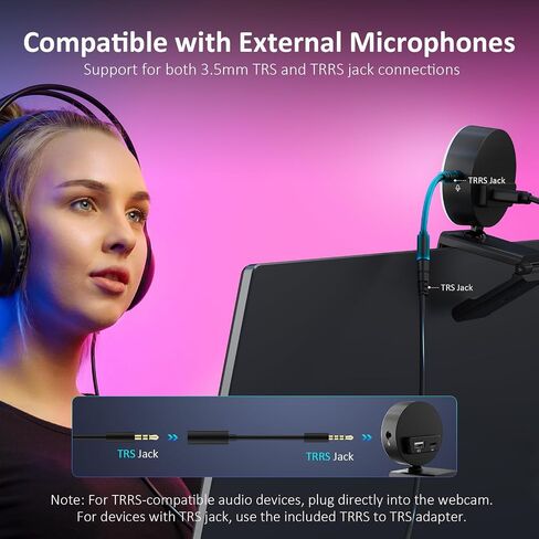 كاميرا ويب NexiGo N960E Pro 60FPS مع مقبس ميكروفون/سماعة رأس ومنفذ USB إضافي، وكاميرا ويب 1080 بكسل مع ضوء، وتركيز تلقائي سريع، وغطاء خصوصية مدمج، من أجل Zoom Meeting Skype Teams Twitch (متجدد) in Saudi Arabia