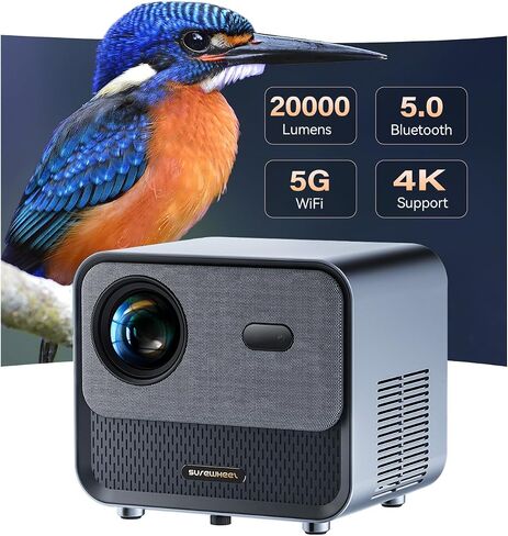 Projector 4K with WiFi and Bluetooth, SUREWHEEL Auto Focus 20000Lumens 800ANSI Outdoor Movie Projector, Native 1080P Portable Projector, 50% Zoom Home Theater Proyector for iOS/Android/TV Srick/PC in Saudi Arabia