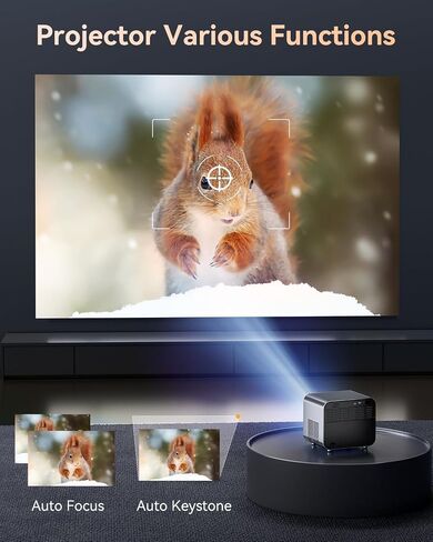 Projector 4K with WiFi and Bluetooth, SUREWHEEL Auto Focus 20000Lumens 800ANSI Outdoor Movie Projector, Native 1080P Portable Projector, 50% Zoom Home Theater Proyector for iOS/Android/TV Srick/PC in Saudi Arabia