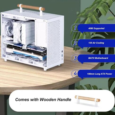 Zunate Micro ATX PC Case, White ATX Mid Tower Gaming PC Case, Mini Computer Chassis Desktop Case with Tempered Glass Panels, Gaming Computer Case with USB 3.0 Type C Interface in Saudi Arabia