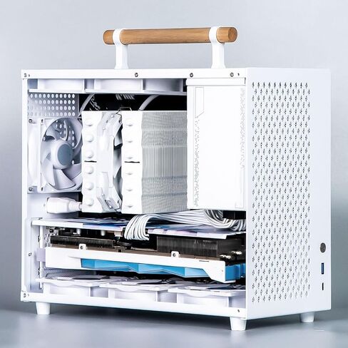 Zunate Micro ATX PC Case, White ATX Mid Tower Gaming PC Case, Mini Computer Chassis Desktop Case with Tempered Glass Panels, Gaming Computer Case with USB 3.0 Type C Interface in Saudi Arabia