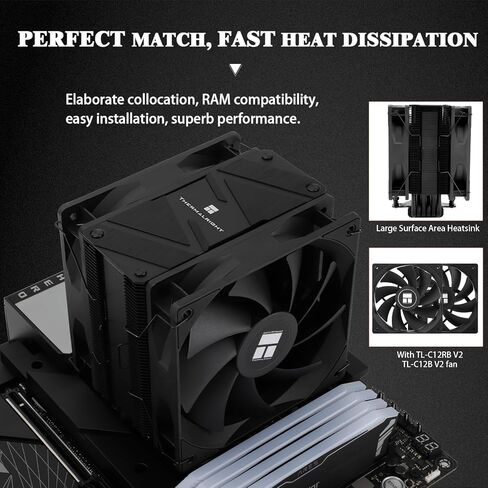 Thermalright Burst Assassin 120 EVO DARK CPU Cooler, 2*120cm PWM Quiet Fan CPU Air Cooler with 1500RPM Speed,Brushed Black Top,for Intel LGA1851/1700/1150/1151/1200&AM4/ AM5, Computer CPU Cooler,Black in Saudi Arabia