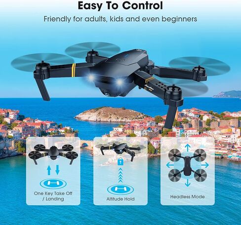 Drones with Camera for Adults, Foldable RC Quadcopter, Helicopter Toys, 1080P FPV Video Drone for Beginners, 2 Batteries, Carrying Case, One Key Start, Altitude Hold,Headless Mode,3D Flips in Saudi Arabia