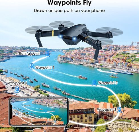 Drones with Camera for Adults, Foldable RC Quadcopter, Helicopter Toys, 1080P FPV Video Drone for Beginners, 2 Batteries, Carrying Case, One Key Start, Altitude Hold,Headless Mode,3D Flips in Saudi Arabia