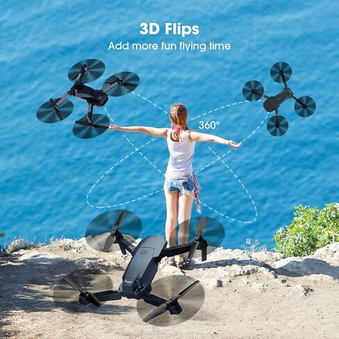Drones with Camera for Adults, Foldable RC Quadcopter, Helicopter Toys, 1080P FPV Video Drone for Beginners, 2 Batteries, Carrying Case, One Key Start, Altitude Hold,Headless Mode,3D Flips in Saudi Arabia