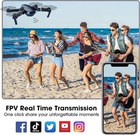 Drones with Camera for Adults, Foldable RC Quadcopter, Helicopter Toys, 1080P FPV Video Drone for Beginners, 2 Batteries, Carrying Case, One Key Start, Altitude Hold,Headless Mode,3D Flips in Saudi Arabia