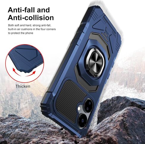 for Celero 5G 2024 Case with Glass Screen Protector,Celeo5G Phone Case 2024 with Magnetic Ring Stand,Military Grade Rugged Corner Dual Layer Soft Silicone Shockproof Cover for Boost Celero5G 2024 Blue in Saudi Arabia