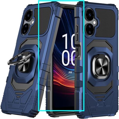 for Celero 5G 2024 Case with Glass Screen Protector,Celeo5G Phone Case 2024 with Magnetic Ring Stand,Military Grade Rugged Corner Dual Layer Soft Silicone Shockproof Cover for Boost Celero5G 2024 Blue in Saudi Arabia