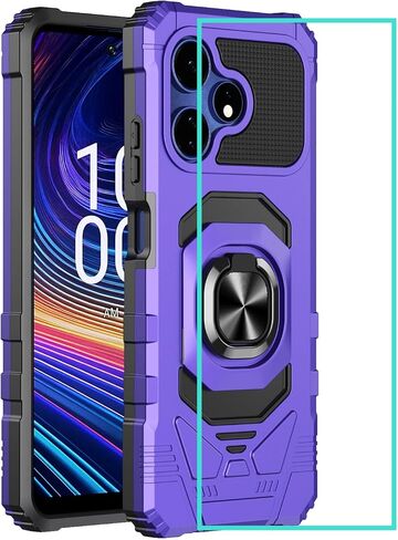for Celero 5G 2024 Case with Glass Screen Protector,Celeo5G Phone Case 2024 with Magnetic Ring Stand,Military Grade Rugged Corner Dual Layer Soft Silicone Shockproof Cover for Boost Celero5G 2024 Blue in Saudi Arabia
