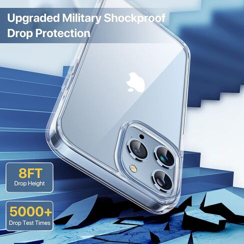 Miracase [2022 ترقية 7 في 1 حماية كاملة لهاتف iPhone 13 Pro Max، مع قطعتين واقي شاشة من الزجاج المقسى + قطعتين واقي عدسة الكاميرا + قطعتين من الحلقة المعدنية القابلة للصق (شفاف فاخر) in Kuwait