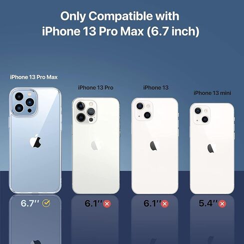Miracase [2022 ترقية 7 في 1 حماية كاملة لهاتف iPhone 13 Pro Max، مع قطعتين واقي شاشة من الزجاج المقسى + قطعتين واقي عدسة الكاميرا + قطعتين من الحلقة المعدنية القابلة للصق (شفاف فاخر) in Kuwait