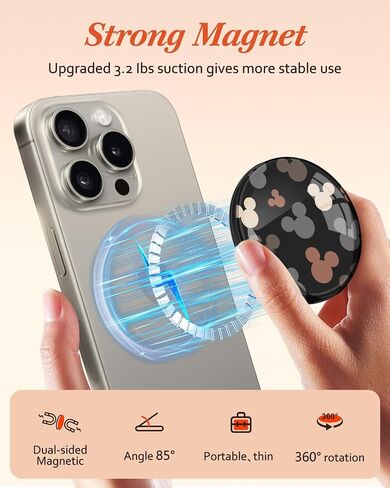 Phone Grip Compatible with Magsafe - Women Girls Phone Ring Holder Grip Stand Finger Grip Kickstand Cute Girly Kawaii Flowers Compatible with Magsafe Accessories for iPhone 15/14/13/12 Series in Kuwait