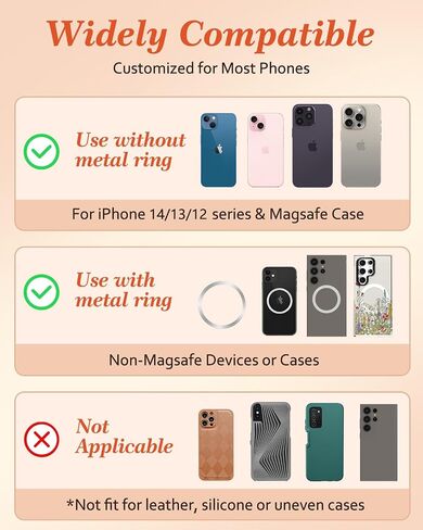 Phone Grip Compatible with Magsafe - Women Girls Phone Ring Holder Grip Stand Finger Grip Kickstand Cute Girly Kawaii Flowers Compatible with Magsafe Accessories for iPhone 15/14/13/12 Series in Kuwait