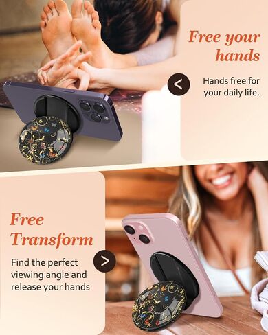 Phone Grip Compatible with Magsafe - Women Girls Phone Ring Holder Grip Stand Finger Grip Kickstand Cute Girly Kawaii Flowers Compatible with Magsafe Accessories for iPhone 15/14/13/12 Series in Kuwait