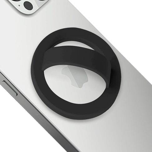 Magnetic Silicone Ring Grip Phone Holder,Comfy Loop Grip Phone Holder,Strong Grip,Comfortable,Easy to Install and Remove,Compatible with Magsafe for iPhone 16/15/14/13/12 Series (Black) in Saudi Arabia