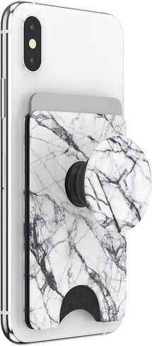 PopSockets Phone Wallet with Expanding Phone Grip, Phone Card Holder, Graphic PopWallet - Dove Marble in Saudi Arabia
