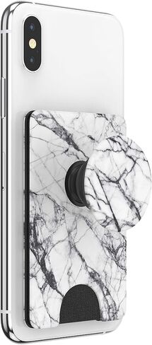 PopSockets Phone Wallet with Expanding Phone Grip, Phone Card Holder, Graphic PopWallet - Dove Marble in Saudi Arabia