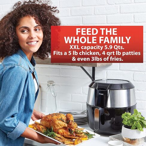 T-fal 9 in 1 Toaster Oven Air Fryer Combo Stainless Steel Convection Countertop Oven, Fast Heatup, 7 Pound Chicken Capacity, Extra Crispy Results, Toast, Bake, Air Fry, Reheat, Broil in Saudi Arabia