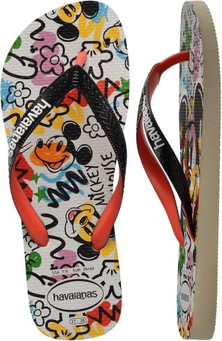 Havaianas Disney Stylish Flip Flops - Mickey Mouse Sandals - Beige/Black, 7/8W in Saudi Arabia