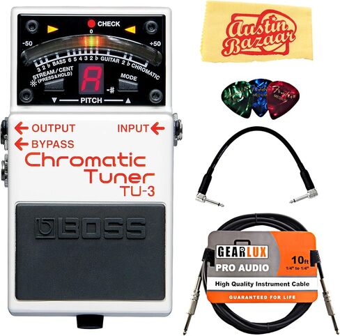 Boss TU-3 Chromatic Tuner Bundle with 10ft Instrument Cable, 6in Patch Cable, and Picks in Saudi Arabia