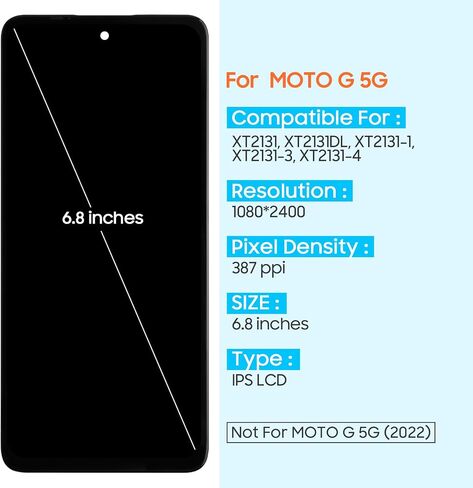 استبدال الشاشة لشاشة Motorola Moto G 5G/One 5G Ace LCD، XT2113 XT2113-3 XT2113-55 مجموعة شاشة تعمل باللمس مع أدوات إصلاح مجانية in Saudi Arabia