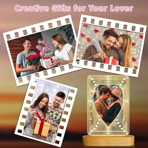إطار صورة مضيء، إطار صورة أكريليك مقاس 4x6 بوصة من Attivolife مع إضاءة ليلية لديكور سطح المكتب أفضل الهدايا للزوجين والزوجة والفتاة والأم، هدية زفاف لعيد الحب في عيد الحب (Love2) in Kuwait