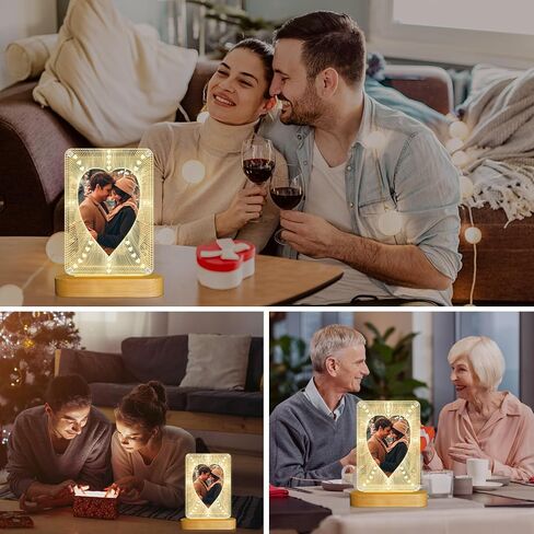 إطار صورة مضيء، إطار صورة أكريليك مقاس 4x6 بوصة من Attivolife مع إضاءة ليلية لديكور سطح المكتب أفضل الهدايا للزوجين والزوجة والفتاة والأم، هدية زفاف لعيد الحب في عيد الحب (Love2) in Kuwait