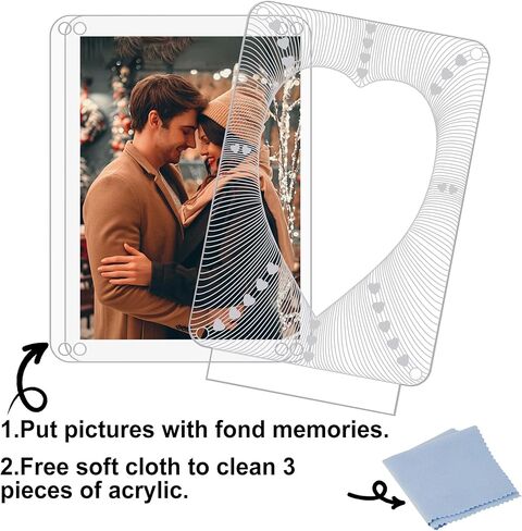 إطار صورة مضيء، إطار صورة أكريليك مقاس 4x6 بوصة من Attivolife مع إضاءة ليلية لديكور سطح المكتب أفضل الهدايا للزوجين والزوجة والفتاة والأم، هدية زفاف لعيد الحب في عيد الحب (Love2) in Kuwait