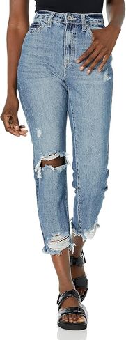 YMI Women's Junior Hybrid Dream High-Rise Slim Straight Jean with Frayed Hem in Saudi Arabia