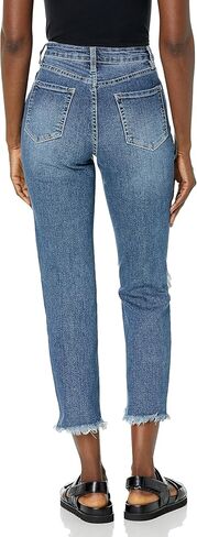 YMI Women's Junior Hybrid Dream High-Rise Slim Straight Jean with Frayed Hem in Saudi Arabia