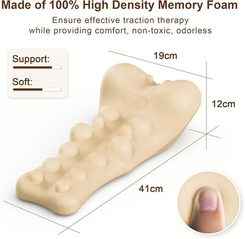 جهاز استرخاء الرقبة والكتف من فانليسي مع نقطة تدليك الجزء العلوي من الظهر، جهاز جر عنق الرحم لتخفيف آلام المفصل الفكي الصدغي ووسادة العلاج بتقويم العمود الفقري العنقي (أسود) in Kuwait