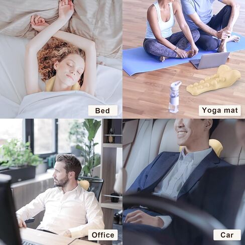 جهاز استرخاء الرقبة والكتف من فانليسي مع نقطة تدليك الجزء العلوي من الظهر، جهاز جر عنق الرحم لتخفيف آلام المفصل الفكي الصدغي ووسادة العلاج بتقويم العمود الفقري العنقي (أسود) in Kuwait