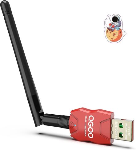 Class 1 Long Range Bluetooth Adapter for PC, QGOO USB Bluetooth Adapter for PC 5.3+EDR, Bluetooth Dongle Bluetooth Receiver Support Windows10/8.1/8/7（red-136） in Saudi Arabia