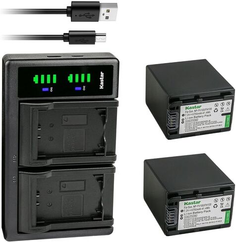 Kastar 2-Pack Battery NP-FV100 and LTD2 USB Charger Compatible with Sony HDR-CX690 HDR-CX700 HDR-CX730 HDR-CX740 HDR-CX760 HDR-CX900 HDR-CX900E HDR-PJ10 HDR-PJ200 HDR-PJ220 HDR-PJ230 Camera in Saudi Arabia