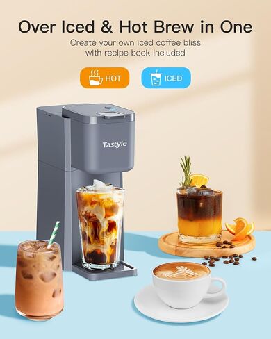 Tastyle Mini Single Cup Coffee Maker, Hot and Iced Coffee Maker for K Cup and Ground, 6 to14 Oz Brew Sizes, with Recipe Book, One Cup Small Pod Coffee Machine for Travel, RV, Dorm and Desk in Saudi Arabia