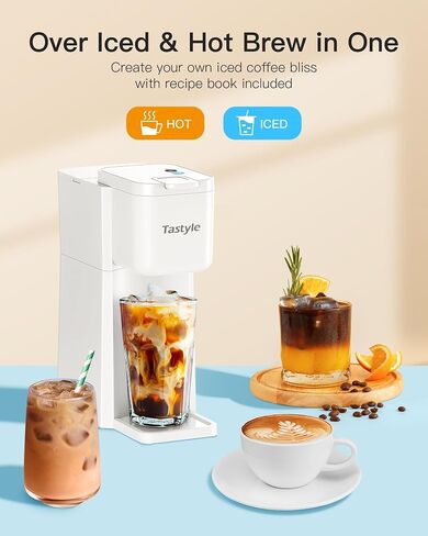 Tastyle Mini Single Cup Coffee Maker, Hot and Iced Coffee Maker for K Cup and Ground, 6 to14 Oz Brew Sizes, with Recipe Book, One Cup Small Pod Coffee Machine for Travel, RV, Dorm and Desk in Saudi Arabia