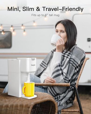 Tastyle Mini Single Cup Coffee Maker, Hot and Iced Coffee Maker for K Cup and Ground, 6 to14 Oz Brew Sizes, with Recipe Book, One Cup Small Pod Coffee Machine for Travel, RV, Dorm and Desk in Saudi Arabia